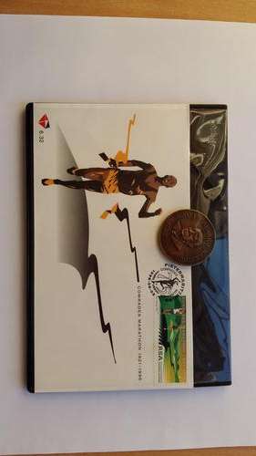 75 Years Anniversary of Comrades Marathon FDC # 6.32 Plus Wally Hayward Marathon medal