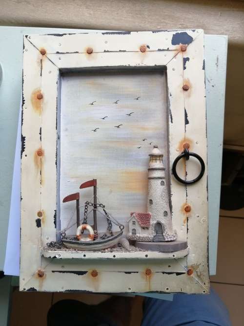 Vintage Sailar key holder wooden box (Size : 20cm x 28cm x 5cm)