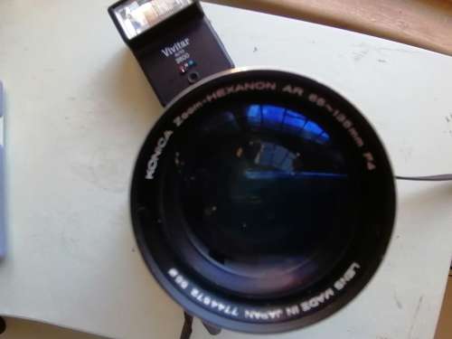 Vintage Konica Autoreflex T3 camera with extra Flash and Lens