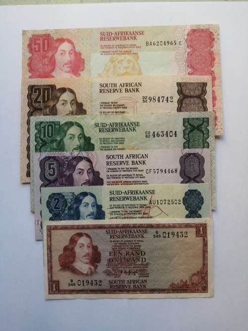 Set of South African Bank Notes - R1 to R50