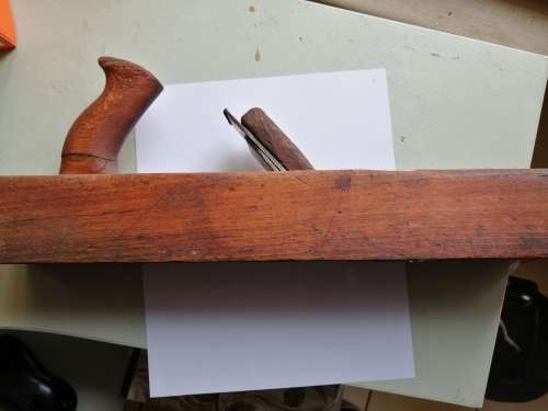 Old vintage wooden plane with blade - 41cm in length