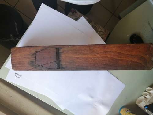 Old vintage wooden plane with blade - 41cm in length