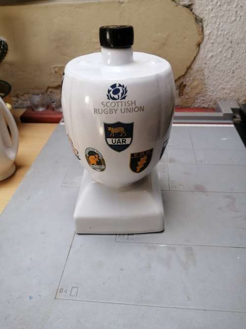 Rugby Klipdrift empty brandy bottle - All major world rugby teams displayed