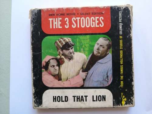 Vintage 8mm Home Movie silent edition film on reel - The 3 Stooges Hold that lion