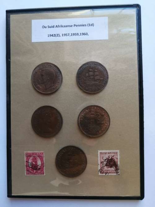 South African Union Pennies in set