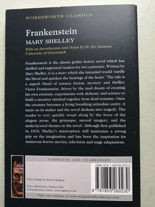 Frankenstein Wordsworth Classics by Mary Shelley