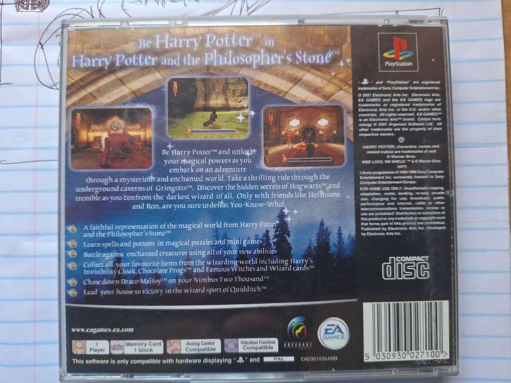 Harry Potter and the Philosophers stone Playstation disc