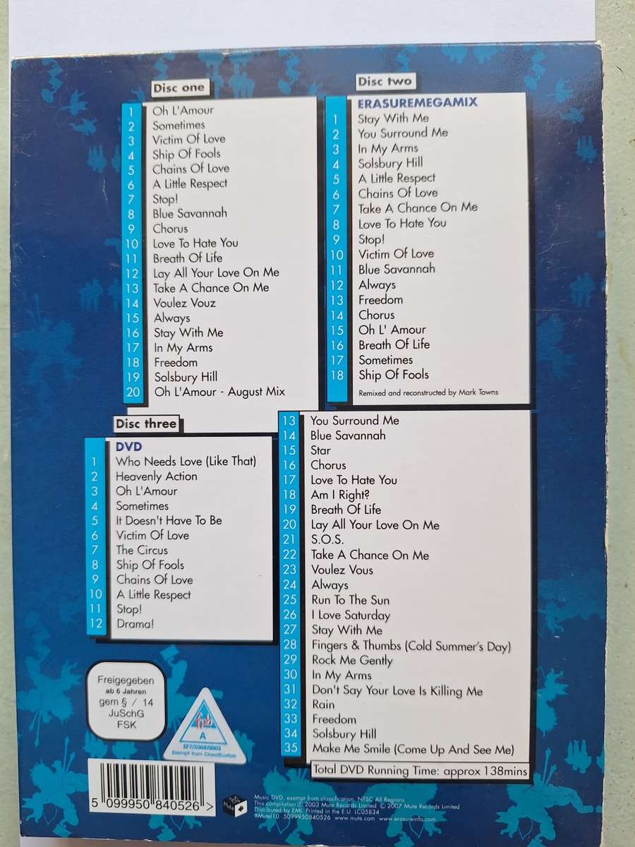 The very best hits of Erasure 2 CD`s and 1 DVD