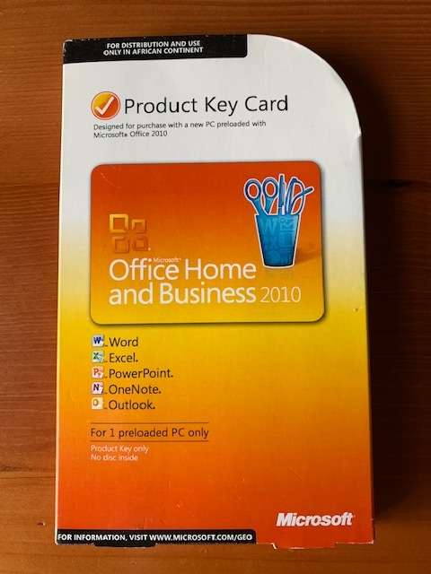 Original Genuine Microsoft Office Home & Business 2010. Full box with keycard.