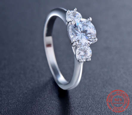 The S925 Silver 1.30 Ct. Three Stone Prong Engagement Ring