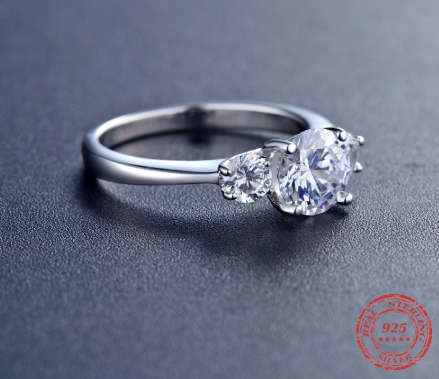The S925 Silver 1.30 Ct. Three Stone Prong Engagement Ring