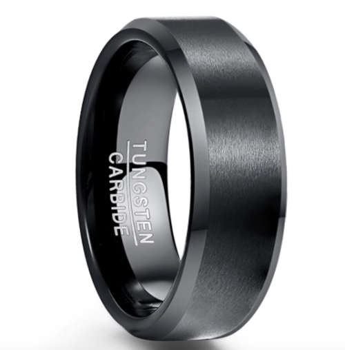 The 8mm Black Matt Mens Tungsten Ring