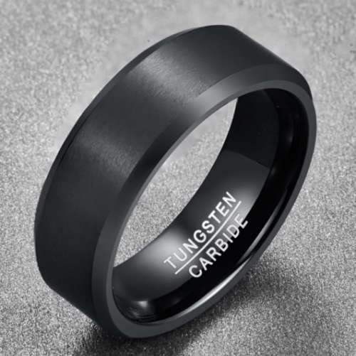 The 8mm Black Matt Mens Tungsten Ring