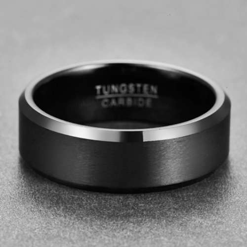 The 8mm Black Matt Mens Tungsten Ring