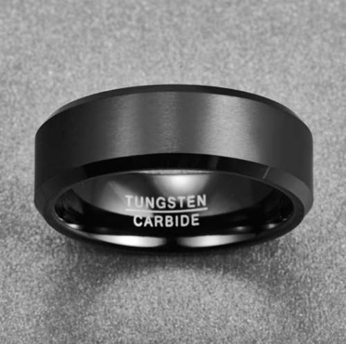The 8mm Black Matt Mens Tungsten Ring
