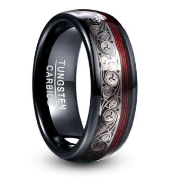 The 8mm Red Guitar String Tungsten Carbide Ring