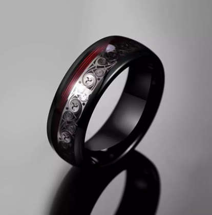 The 8mm Red Guitar String Tungsten Carbide Ring