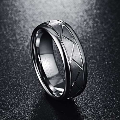The Carbon Wire Tungsten Carbide Mens Ring