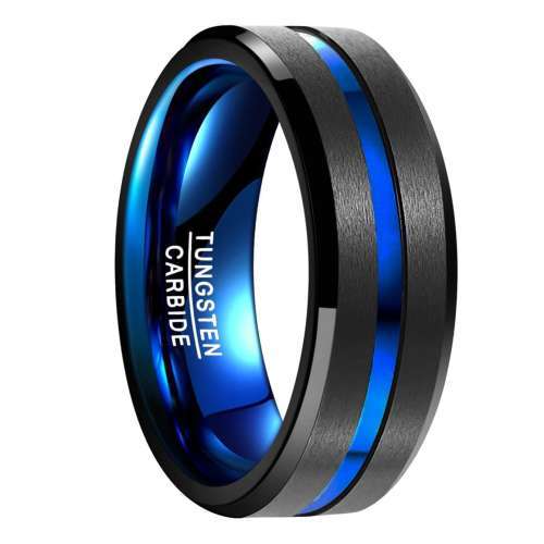 The Cobalt Blue Tungsten Carbide Mens Ring