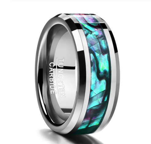 The Omar Abalone Tungsten Carbide Mens Ring