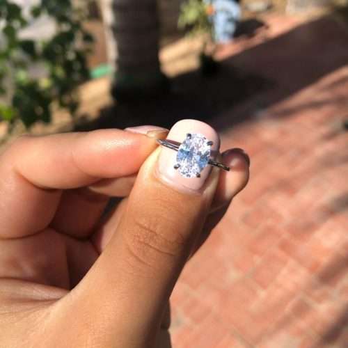 The S925 Sterling Silver 2.00 ct. Clear CZ Oval Engagement Ring