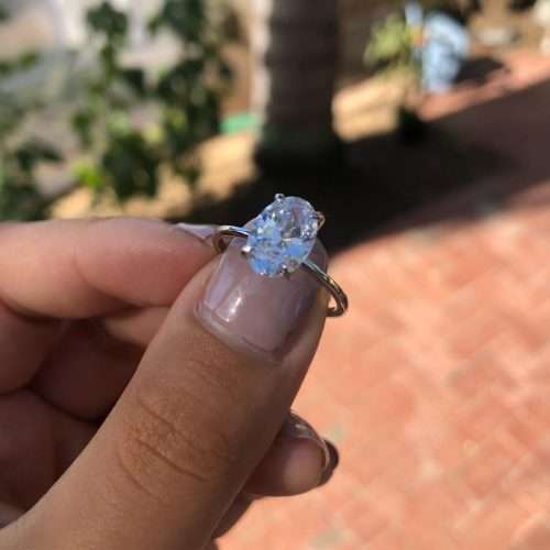 The S925 Sterling Silver 2.00 ct. Clear CZ Oval Engagement Ring