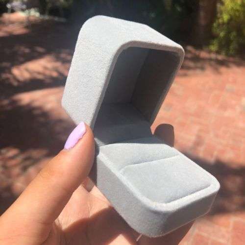 The Fancy Grey Velvet Flip Ring Box