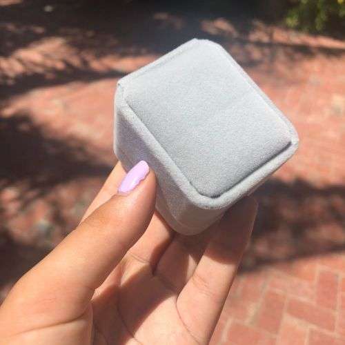The Fancy Grey Velvet Flip Ring Box