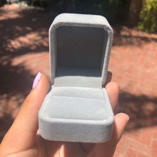 The Fancy Grey Velvet Flip Ring Box
