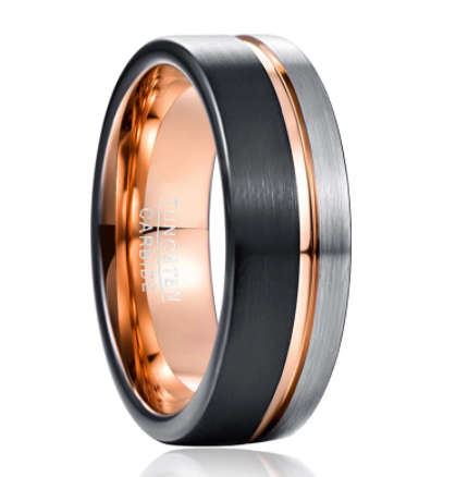 The 8mm Rose Gold Chromatic Mens Tungsten Ring