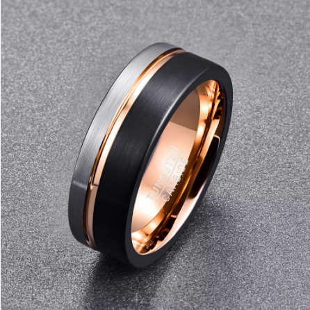 The 8mm Rose Gold Chromatic Mens Tungsten Ring