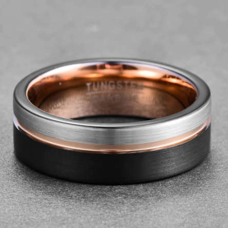 The 8mm Rose Gold Chromatic Mens Tungsten Ring