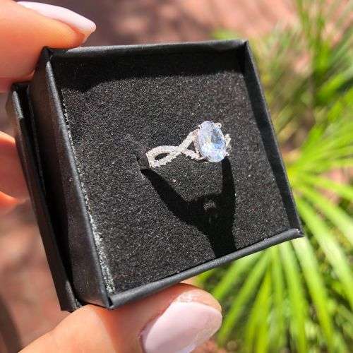 The Sterling Silver 1.25 Ct. Twisted Oval Engagement Ring