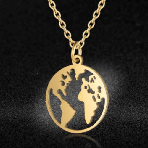 The Surgical Steel Gold-Plated Geometric Earth Necklace