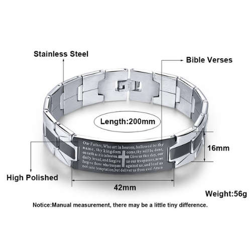 The Surgical Steel Silver and Black Our Father Link Bracelet