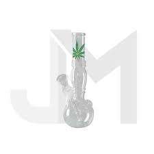 AWESOME LOOKING AND EFFECT CLEAN GLASS BONG WITNWEED IMPRINT (MEDUIM SIZE)
