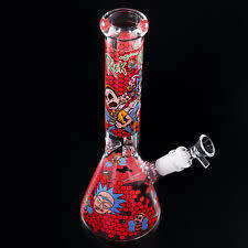 RATED #1 BEST LONG LASTING 14` RICK and MORTY STYLE BOROSILICATE GLASS WATER/ICE BEAKER BONG