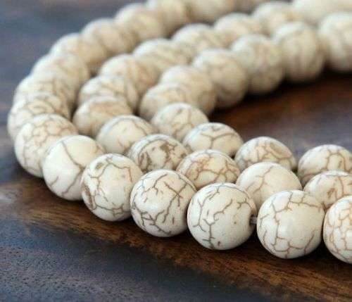 HOWLITE BEAD STRING ROUND 7 - 8 MM  - 57 pcs