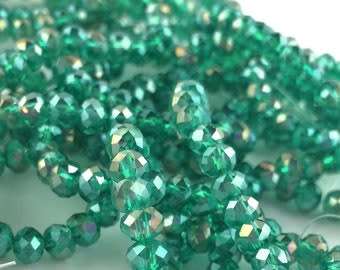 crystal Green faced round beads 4 mm - 150 pc