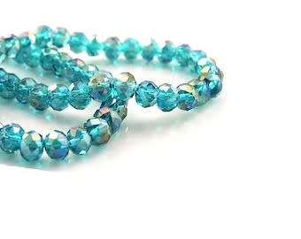 crystal Teal faced round beads 5 mm - 150 pc