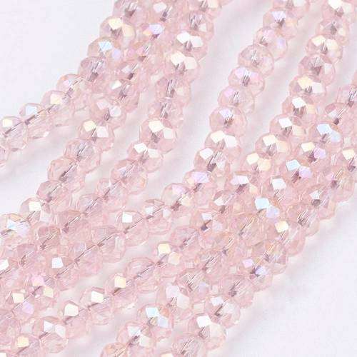 crystal pink  faced round beads 4 mm - 150 pc