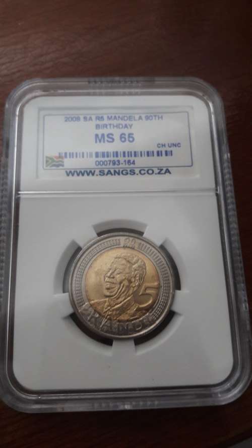 2008 Nelson Mandela 90th Birthday R5 !!!! MS65 SANGS Graded