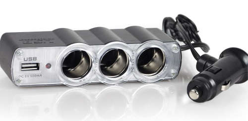 USB In Car & Triple Socket Cigarette Lighter Adapter (WF-0120)