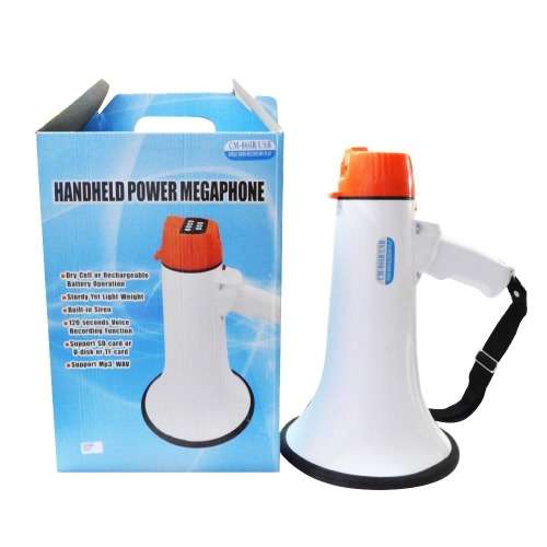 Handheld Power MegaPhone With Built-In Siren