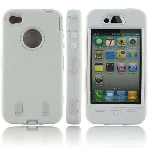 **Super Tough Shock Proof White Impact Case for iPhone 4 (Ultimate 3 Layers of Protection!)**