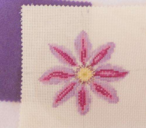 Completed Cross Stitch Picture - Flower on 14 Count Aida
