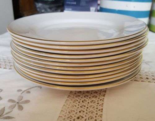 12 x vintage Constantia side plates with gold trim