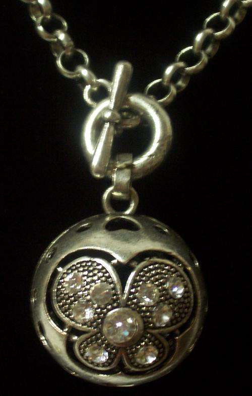 Tibetian silver butterfly ball pendant and chain