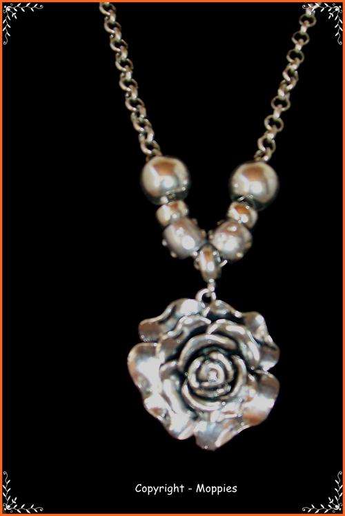 Tibetian silver rose pendant and chain