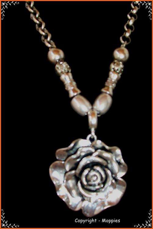 Tibetian silver rose pendant and chain